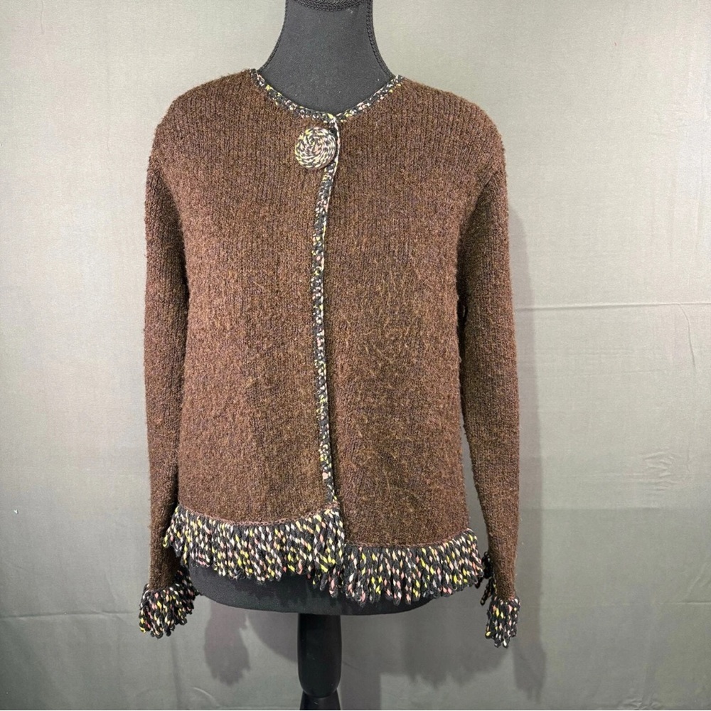VTG Design Options by Philip & Jane Gordon Sweater Women S Cardigan Knit Brown